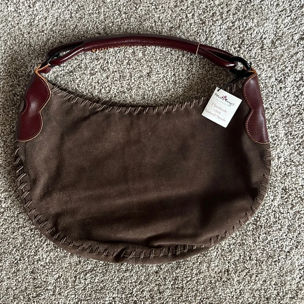 Brown Suede Hobo Bag